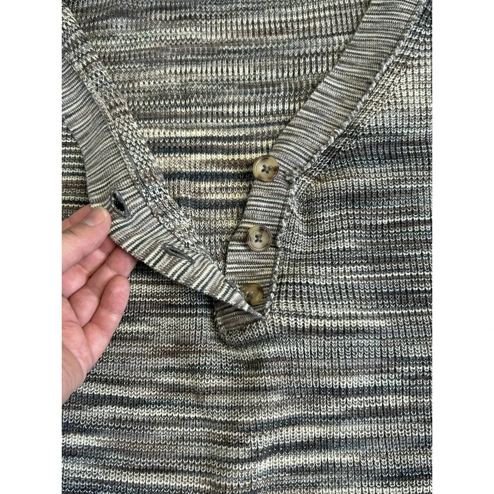 Free People Mercury Henley Sweater Space Dye Knit‎ Cotton V-Neck Small Boho Chic
